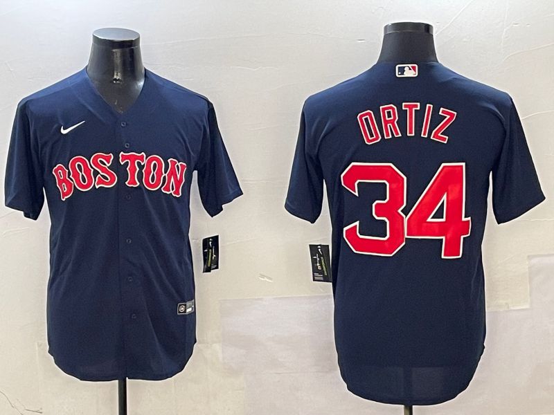 Men Boston Red Sox 34 Ortiz Blue Game 2025 Nike MLB Jersey style 6